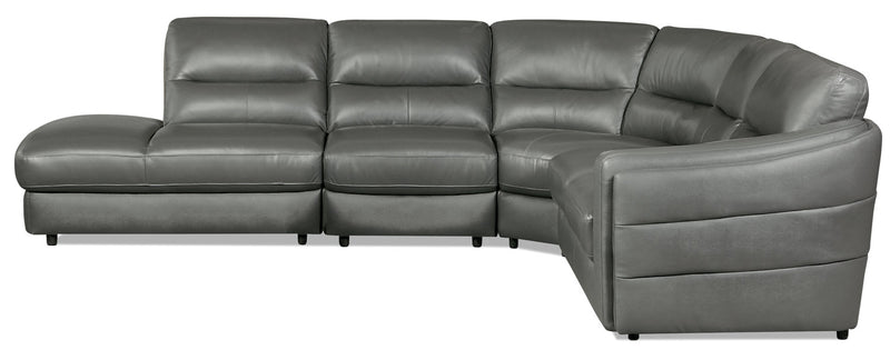 Romeo 4-Piece Genuine Leather Left-Facing Sectional - Grey