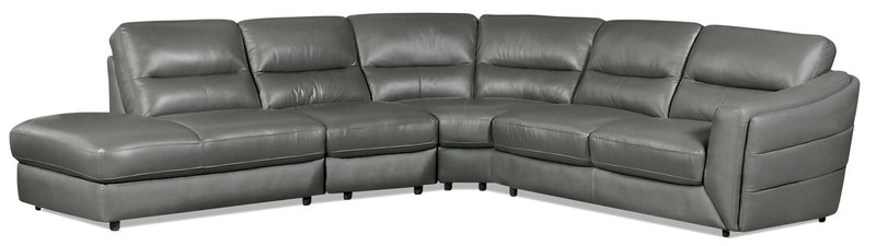 Romeo 4-Piece Genuine Leather Left-Facing Sectional - Grey