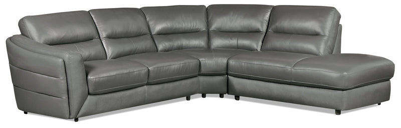 Romeo 3-Piece Genuine Leather Right-Facing Sectional - Grey