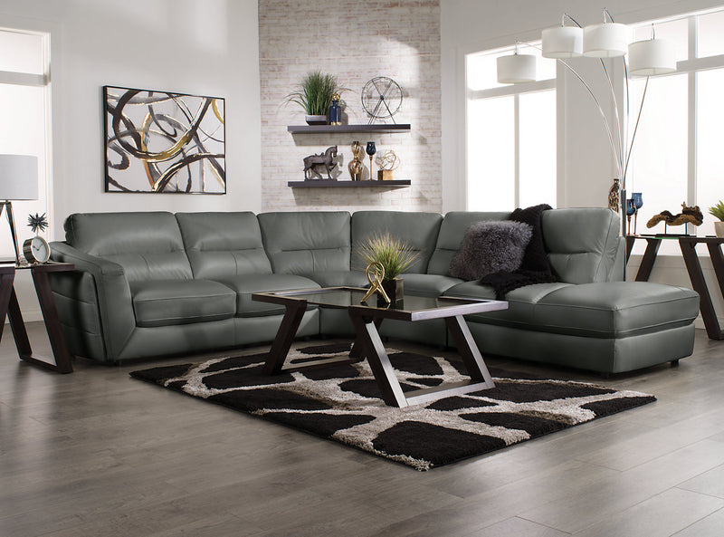 Romeo 4-Piece Genuine Leather Right-Facing Sectional - Grey