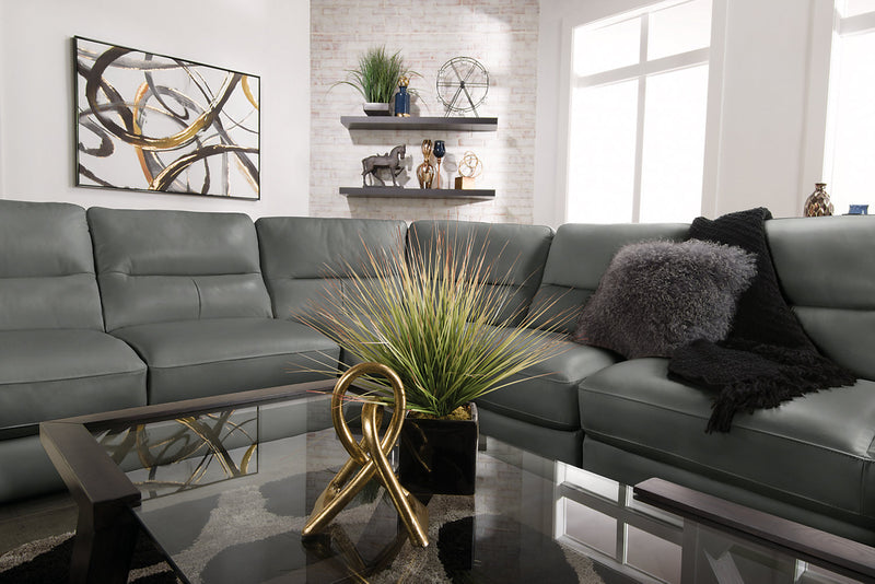 Romeo 4-Piece Genuine Leather Right-Facing Sectional - Grey