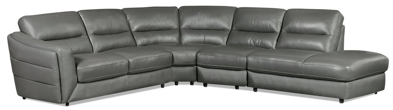 Romeo 4-Piece Genuine Leather Right-Facing Sectional - Grey