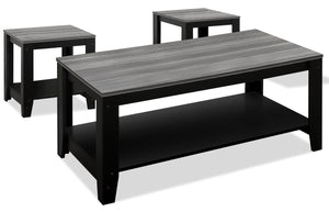 Rory 3-Piece Coffee and Two End Tables Package - Grey and Black|Ensemble de table à café et deux tables de bout Rory 3 pièces - gris et noir|RORBK3PK