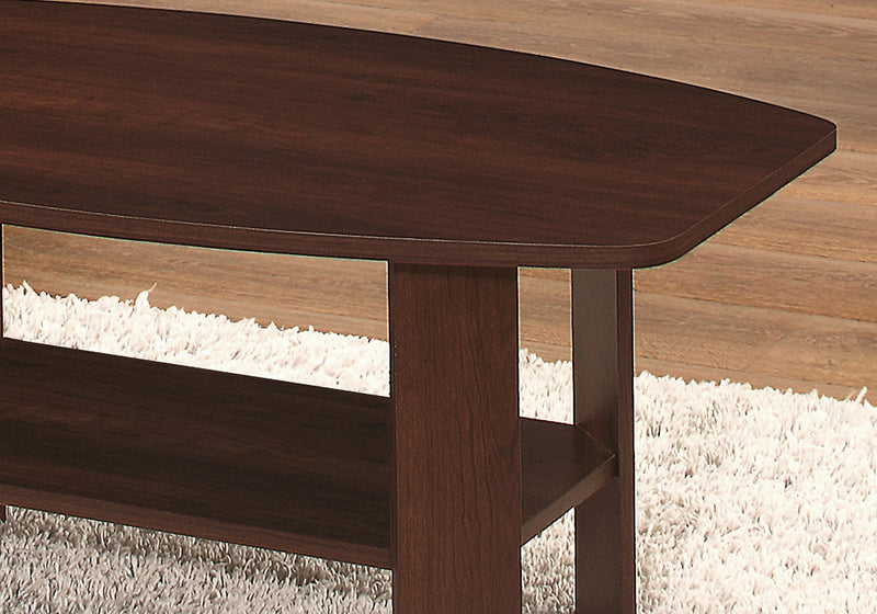 Rosario 35.5\" Modern 3-Pack Coffee + 2 End Tables with Shelf - Cherry 