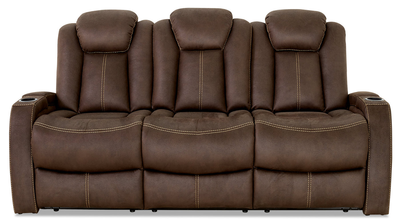 Ross Faux Suede Power Reclining Sofa with Power Headrest