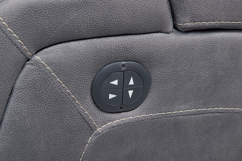 Ross 72.5\" Faux Suede Fabric Power Reclining Loveseat with Power Headrests and Storage Console - Pewter Grey