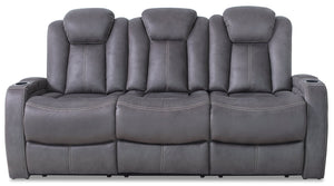 Ross Faux Suede Power Reclining Sofa with Power Headrest - Pewter