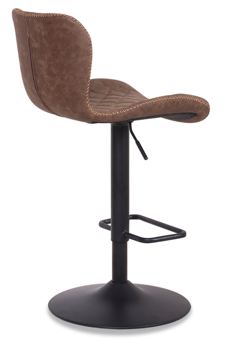 Seth Barstool with Swivel & Adjustable Seat, Vegan Leather Fabric, Metal - Brown