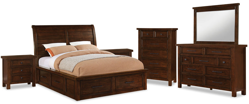 Sonoma 8-Piece Queen Storage Bedroom Set - Dark Brown