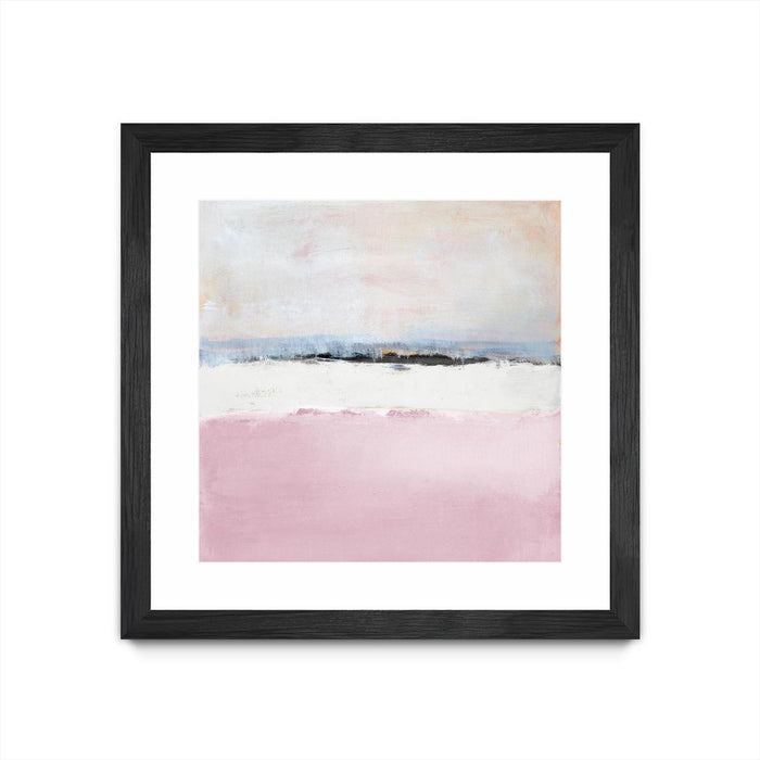 \"Pink Sea Abstract\" Matted and Framed Black 36x36 Wall Art