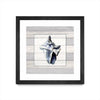 \"Muted Blue Sea Conch On Wood\" Matted and Framed Black 30x30 Wall Art