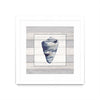 \"Muted Blue Shell On Wood\" Matted and Framed White 36x36 Wall Art