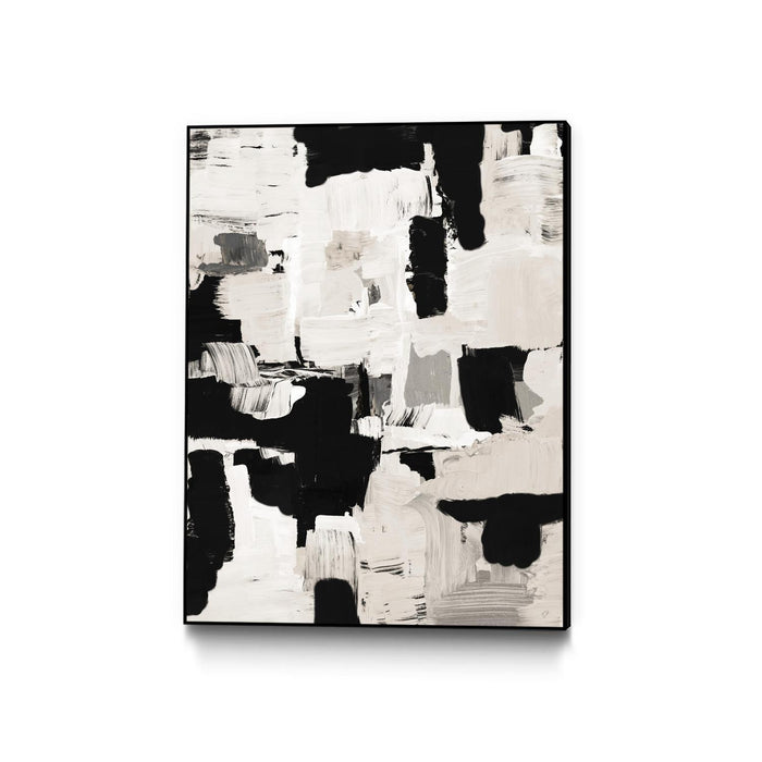 \"Night Peace Abstract\" Canvas Framed Black 30x40 Wall Art
