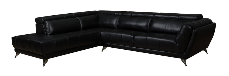 Tate 2-Piece Leather-Look Fabric Left-Facing Sectional – Black
