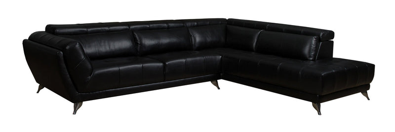 Tate 2-Piece Leather-Look Fabric Right-Facing Sectional – Black