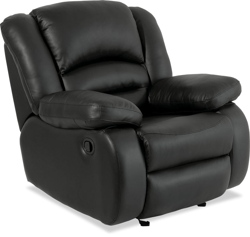 Toreno Genuine Leather Recliner - Black - {Contemporary} style Chair in Black {Plywood}, {Solid Woods}