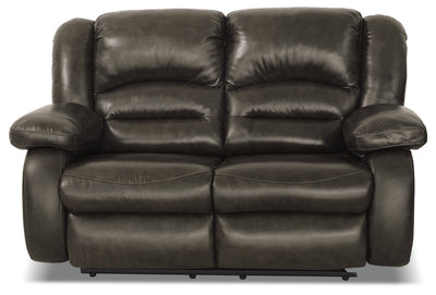 Toreno Genuine Leather Reclining Loveseat - Grey - {Contemporary} style Loveseat in Grey {Plywood}, {Solid Woods}