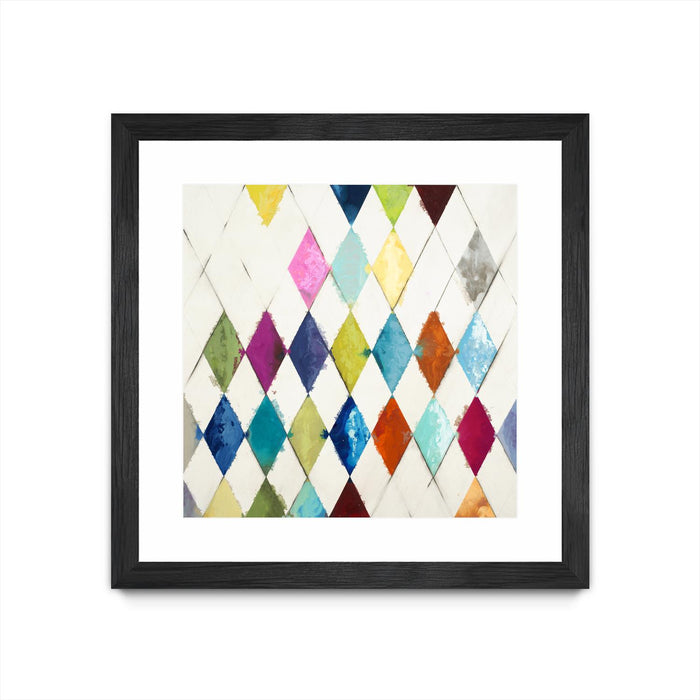 \"Diamonds\" Matted and Framed Black 36x36 Wall Art