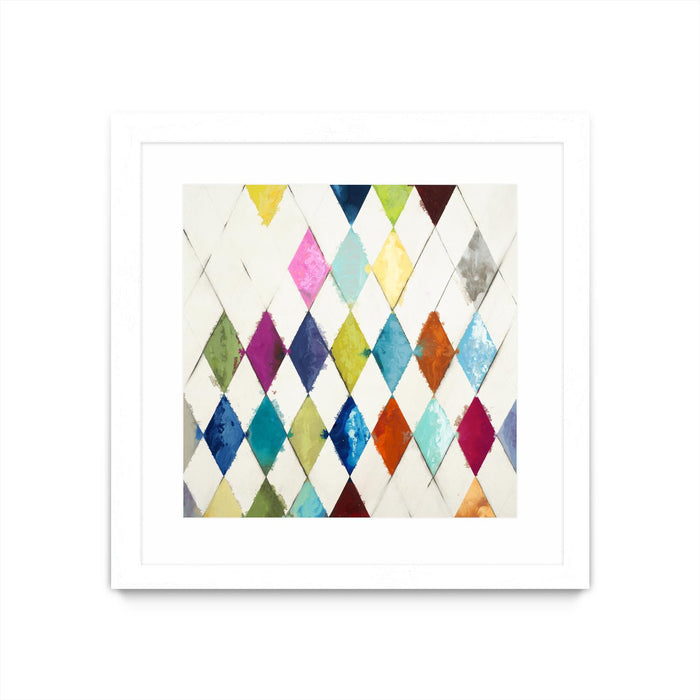 \"Diamonds\" Matted and Framed White 36x36 Wall Art