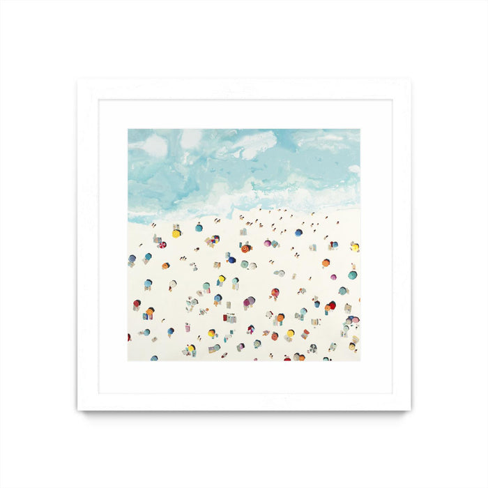 \"Beach Days\" Matted and Framed White 36x36 Wall Art