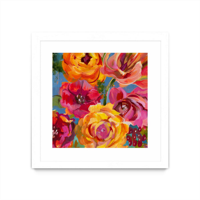 \"Spring Bouquet V32\" Matted and Framed White 36x36 Wall Art