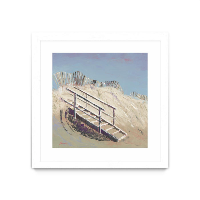 \"Beach Access\" Matted and Framed White 36x36 Wall Art