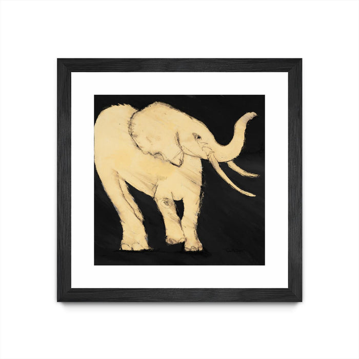 \"Baby Elephant\" Matted and Framed Black 30x30 Wall Art