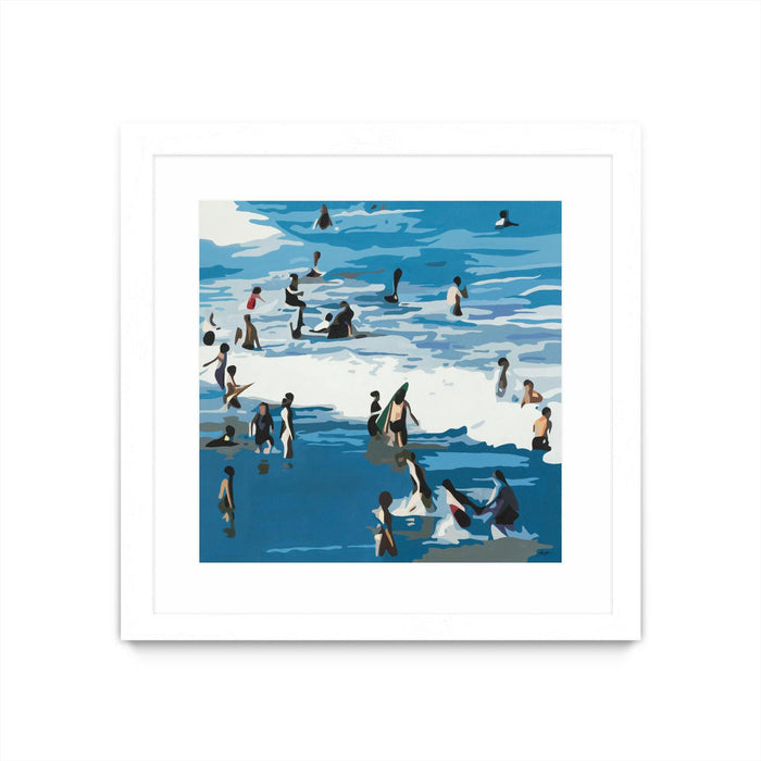 \"Surf's Up\" Matted and Framed White 36x36 Wall Art
