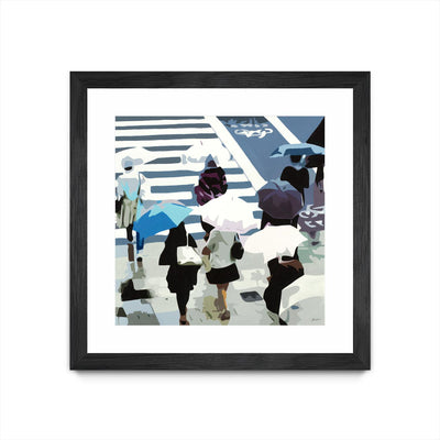 "April Showers" Matted and Framed Black 30x30 Wall Art