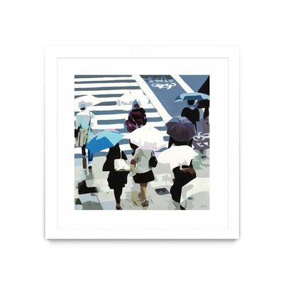 "April Showers" Matted and Framed White 36x36 Wall Art