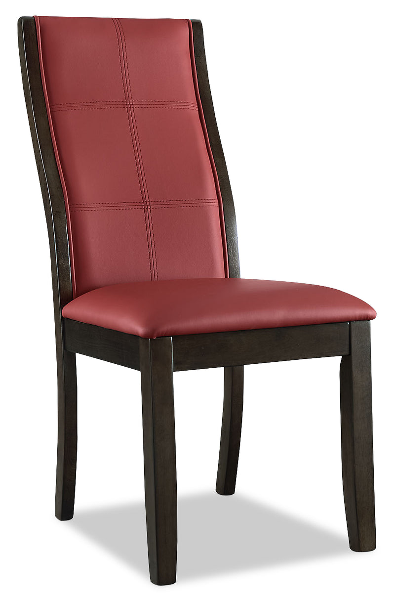 Tyler Dining Chair with VeganLeather Fabric, Wood Red The Brick
