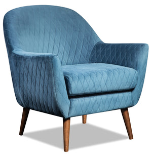Venice Velvet Accent Chair - Blue