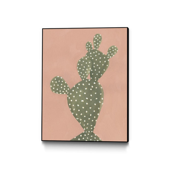 \"Coral Cacti Ii\" Canvas Framed Black 30x40 Wall Art
