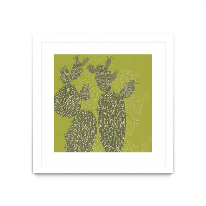 \"Opuntia I\" Matted and Framed White 30x30 Wall Art