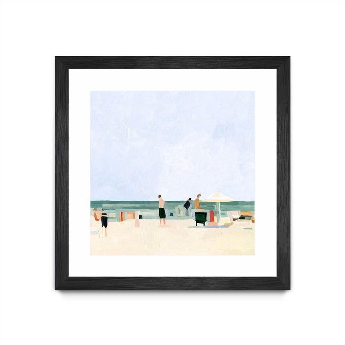 \"Family Vacation I\" Matted and Framed Black 30x30 Wall Art