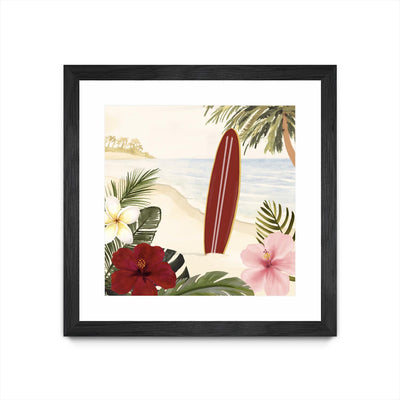 "Aloha Ii" Matted and Framed Black 36x36 Wall Art