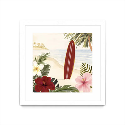 "Aloha Ii" Matted and Framed White 30x30 Wall Art