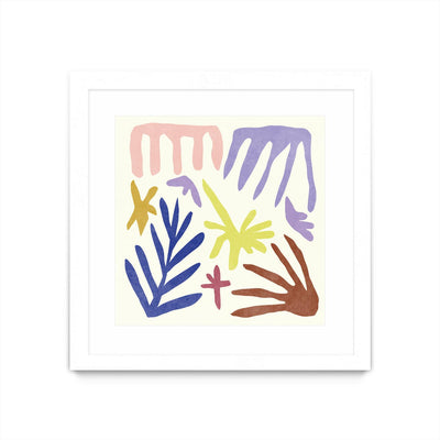 "Coral Construction Ii" Matted and Framed White 36x36 Wall Art
