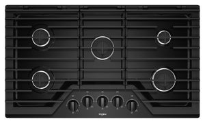 Whirlpool 36-Inch Gas Cooktop with EZ-2-Lift™ Hinged Cast-Iron Grates - WCG55US6HB