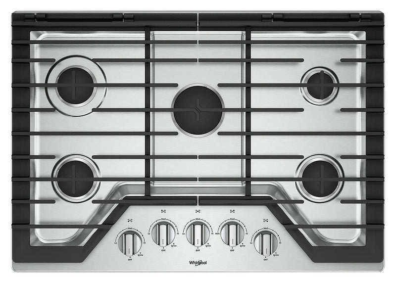 Whirlpool 30-Inch Gas Cooktop with EZ-2-Lift™ Hinged Cast-Iron Grates - WCG77US0HS