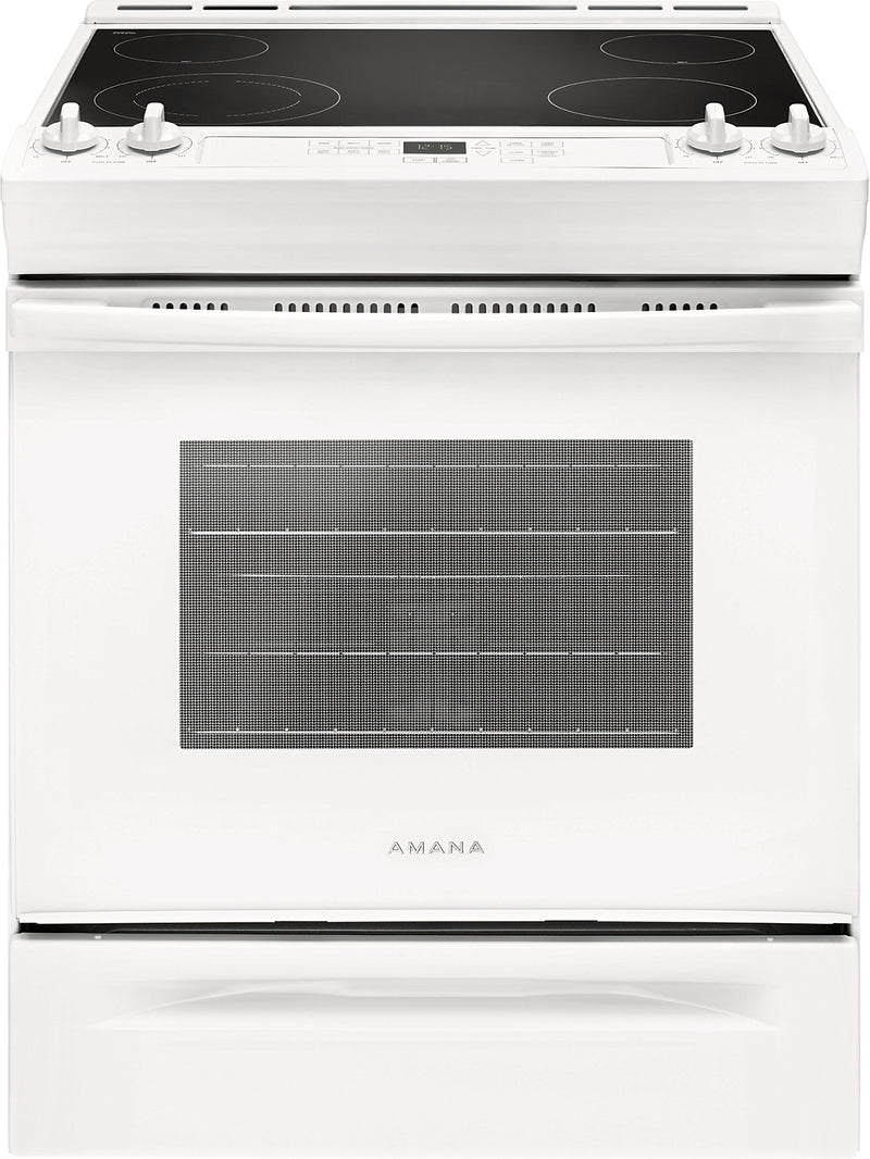 Amana 4.8 Cu. Ft. Electric Slide-In Range with Front Console – YAES6603SFW - Electric Range in Stainless Steel