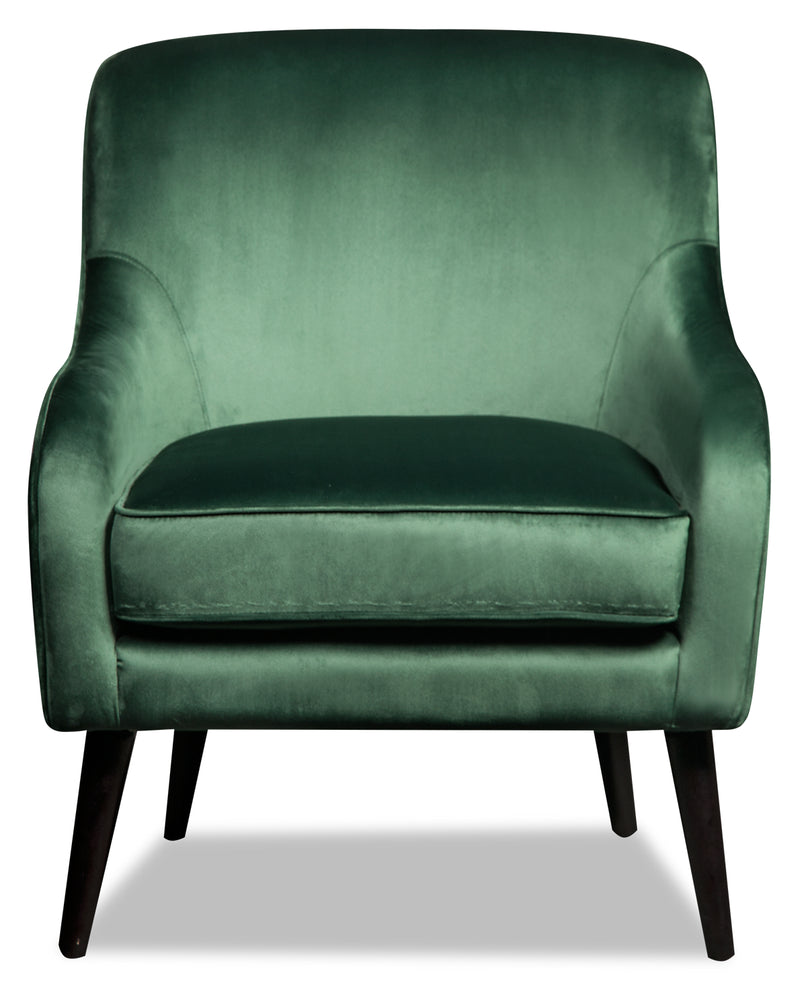 Zelda 28.3" Green Velvet Fabric Accent Chair with Wood Legs The Brick