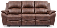 Kory Leather-Look Fabric Reclining Sofa – Pecan