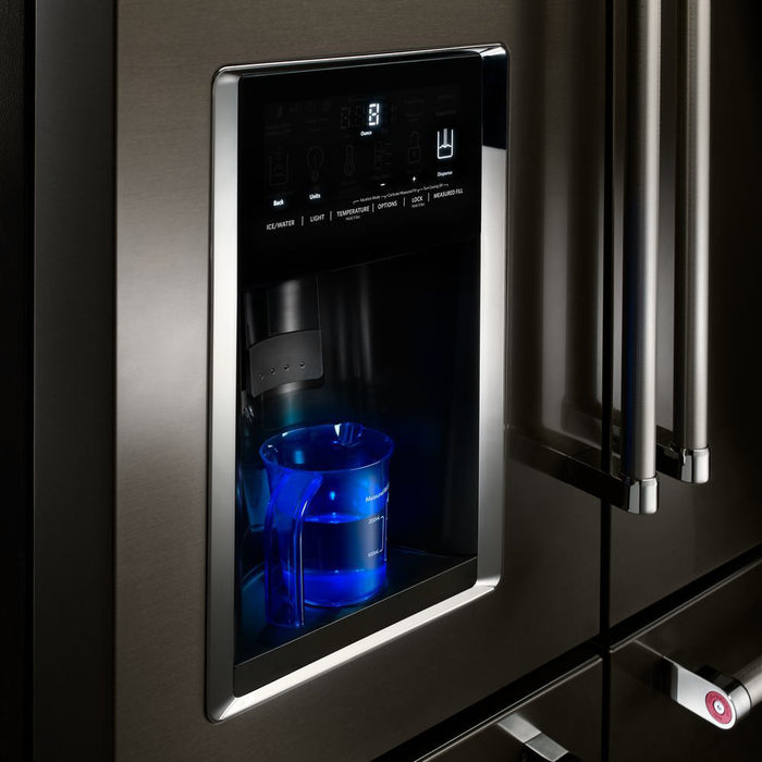 KitchenAid 36\" 24 Cu. Ft. Multi Door French-Door Refrigerator - Black Stainless Steel - KRMF706EBS