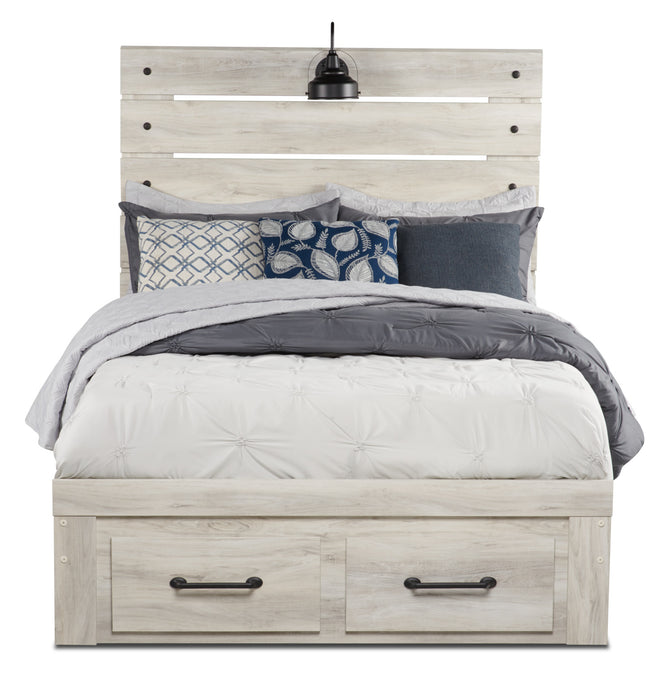 Abby Storage Bed with LED Light & USB Ports, White - Full Size