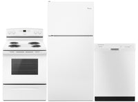 Amana 18 Cu. Ft. Refrigerator, 4.8 Cu. Ft.  Range and Built-In Dishwasher - White