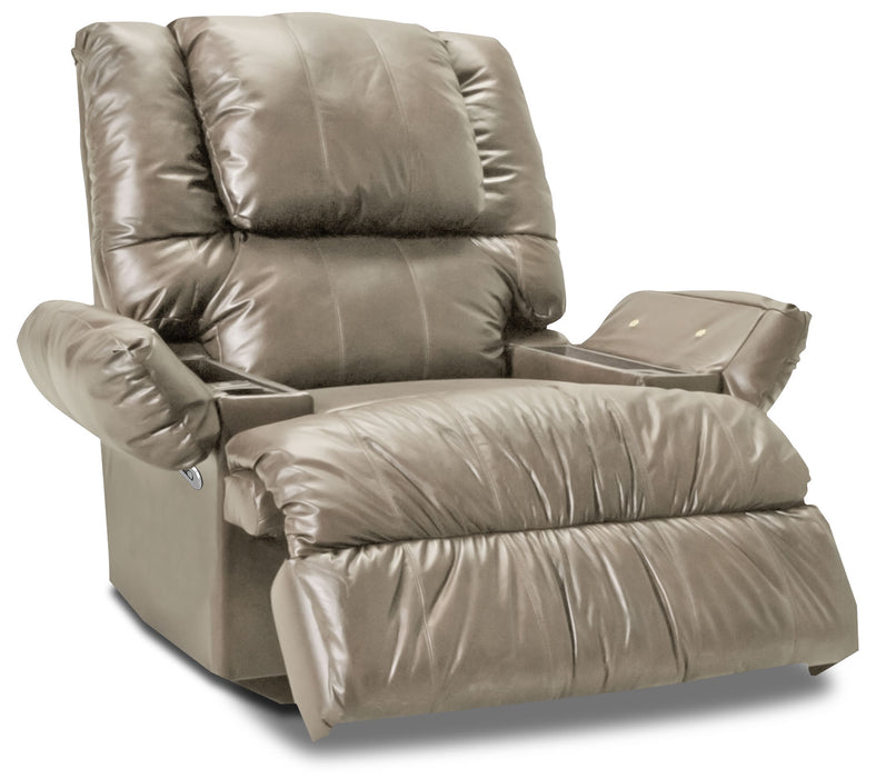 5598 Bonded Leather Power Recliner with Massage and Storage - Putty