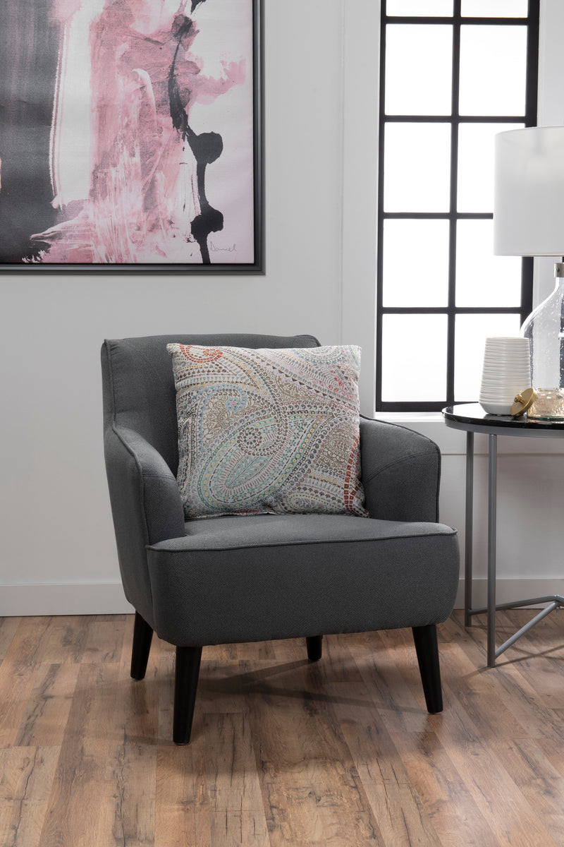 Aimy LinenLook Fabric Accent Chair Dark Grey The Brick