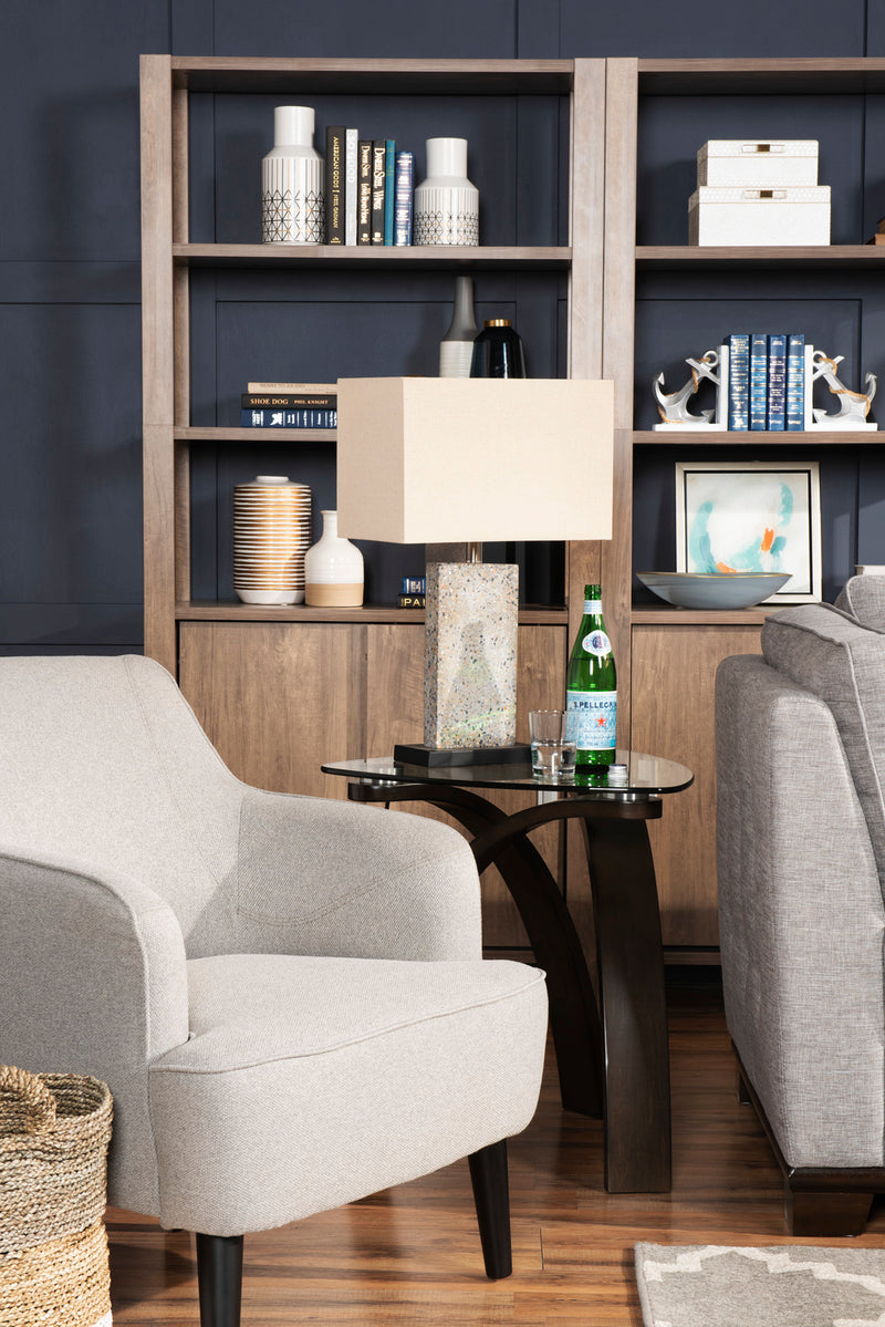 Aimy LinenLook Fabric Accent Chair Light Grey The Brick