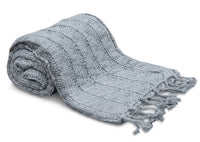 Knit Throw with Tassels - Grey